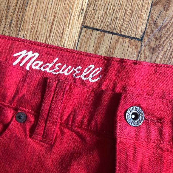 Madewell red denim cutoff shorts. Size 27 - Picture 2 of 3